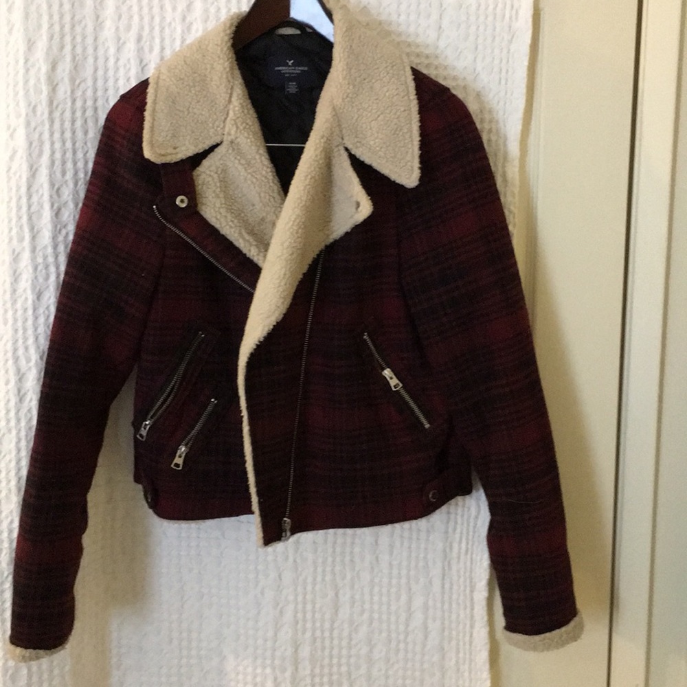 Plaid with fur jacket